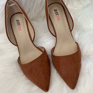 Size 7 Just Fab Brown Faux Suede High Heels